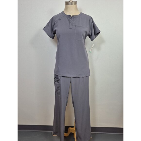 JOCKEY Women's Scrub Set SS Top & Pants Wrinkle Resistant Stretch Pewter Gray XS - Picture 1 of 13